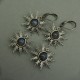 Kolczyki słońca niebieski labradoryt, wire wrapping, słoneczka