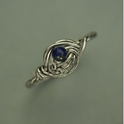 Pierścionek regulowany lapis lazuli, wire wrapping