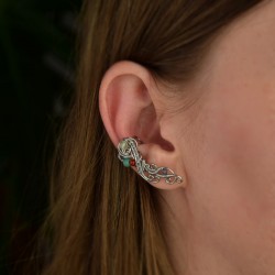 Nausznica kolorowe kamienie naturalne na prawe ucho, oryginalny kolczyk, wire wrapping