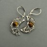 Kolczyki księżyce tygrysie oko, wire wrapping półksiężyce