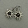 Kolczyki słoneczka obsydian złocisty, wire wrapping, słońca