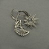 Asymetryczne kolczyki księżyc i słońce kryształ górski, wire wrapping