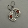 Czerwone kolczyki księżyce karneol, wire wrapping półksiężyce