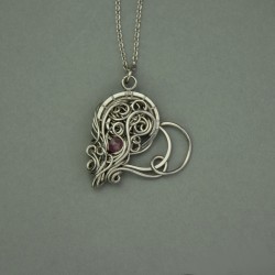 Wisiorek serce z różowym turmalinem wire wrapping turmalin