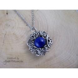 Wisiorek z lapis lazuli, wire wrapping