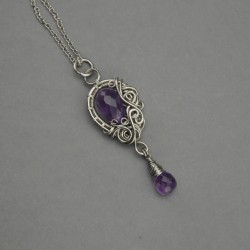 Wisiorek ametysty, wire wrapping