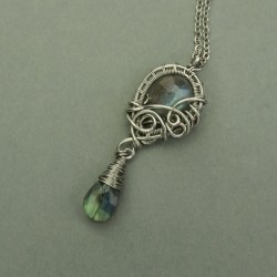 Wisiorek kolorowe labradoryty wire wrapping