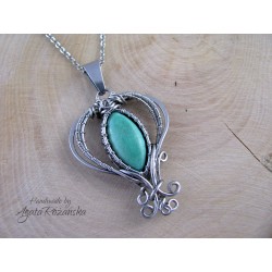 Wisiorek z Turkusem, wire wrapping