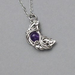 Wisiorek księżyc, półksiężyc ametyst wire wrapping