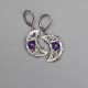 Kolczyki księżyce ametyst, wire wrapping, półksiężyce