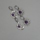 Asymetryczne kolczyki księżyc i słońce ametyst, wire wrapping