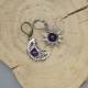 Asymetryczne kolczyki księżyc i słońce ametyst, wire wrapping