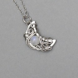 Wisiorek księżyc, półksiężyc kamień księżycowy wire wrapping
