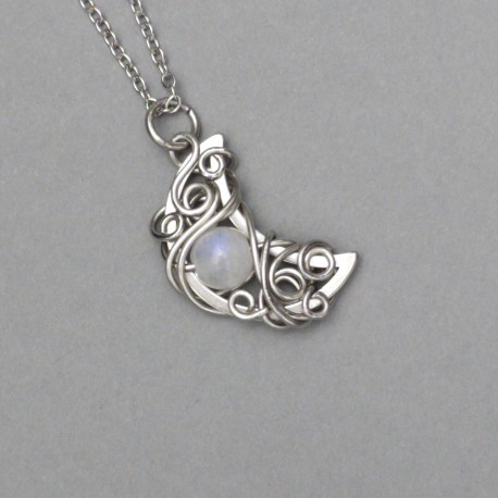 Wisiorek księżyc, półksiężyc kamień księżycowy wire wrapping