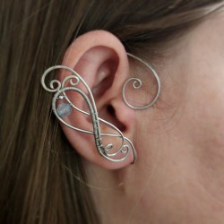 Nausznice z drutu błękitny topaz wire wrapping