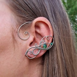 Nausznice z drutu, zielony agat wire wrapping
