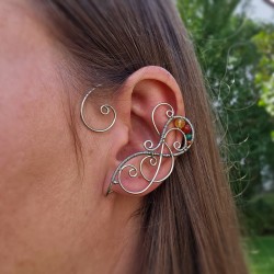 Nausznice z drutu, cytryn i kolorowe agaty wire wrapping