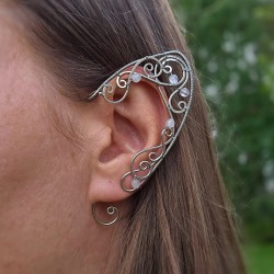 Oryginalne nausznice uszy elfa, kamień księżycowy wire wrapping