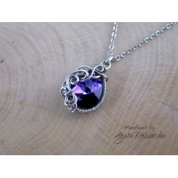 Wisiorek Swarovski, wire wrapping, stal chirurgiczna