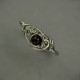 Pierścionek czarny onyks regulowany, wire wrapping onyks