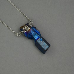 Naszyjnik talizman minimalistyczny tęczowy kwarc tytanowy aura