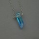 Naszyjnik minimalistyczny talizman niebieski kryształ górski barwiony