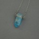 Naszyjnik minimalistyczny talizman niebieski kryształ górski barwiony