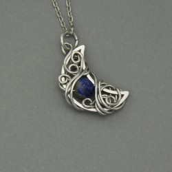 Wisiorek księżyc, półksiężyc, lapis lazuli, wire wrapping
