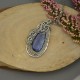 Wisiorek z kyanitem, stal chirurgiczna, wire wrapping