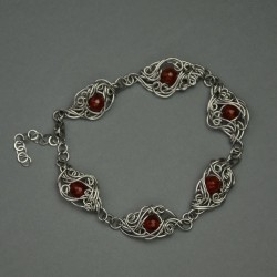 Bransoletka czerwony karneol, wire wrapping