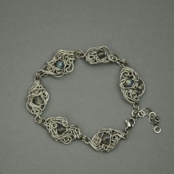 Bransoletka kolorowe labradoryty, wire wrapping