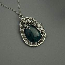 Duży wisiorek zielony apatyt wire wrapping