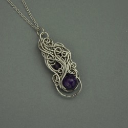 Oryginalny wisiorek ametyst, wire wrapping