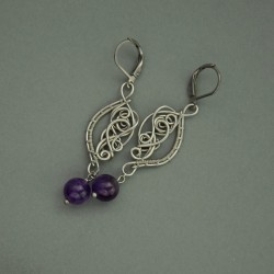 Kolczyki z ametystami, wire wrapping