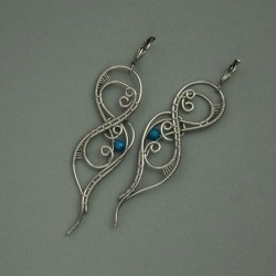 Kolczyki kwarc niebieski, wire wrapping