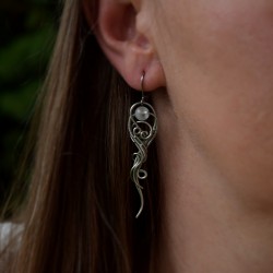 Kolczyki kamień księżycowy wire wrapping