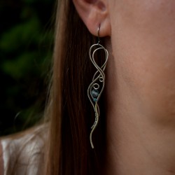 Długie kolczyki, apatyt i topaz, wire wrapping