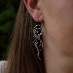 Kolczyki kwarc niebieski, wire wrapping