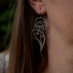 Długie unikatowe kolczyki czarny agat, wire wrapping