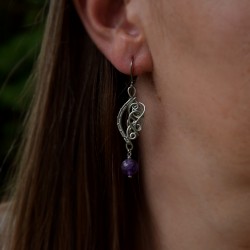 Kolczyki z ametystami, wire wrapping