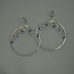 Kolczyki koła lapis lazuli wire wrapping