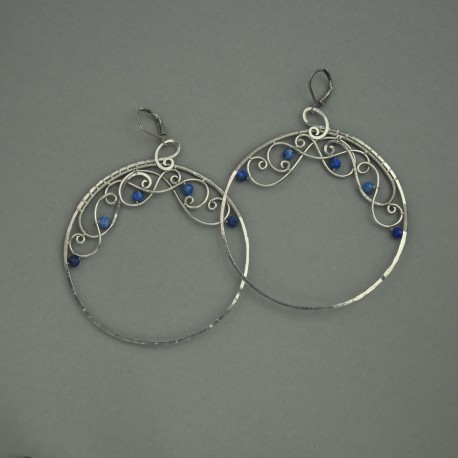 Kolczyki koła lapis lazuli wire wrapping