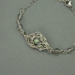 Bransoletka niebieski labradoryt, wire wrapping