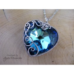 Wisiorek serce Swarovski Heart Bermuda Blue 28mm