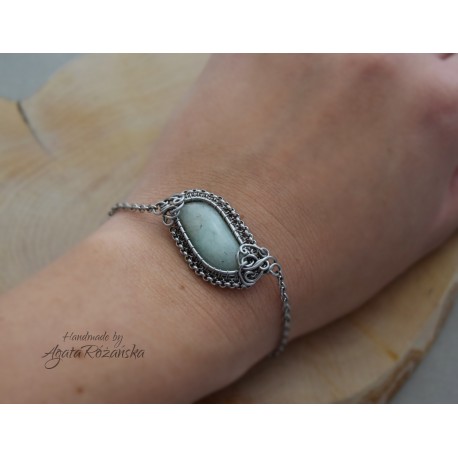 Bransoletka Amazonit, wire wrapping