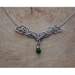 Naszyjnik z onyksem zielonym, wire wrapping