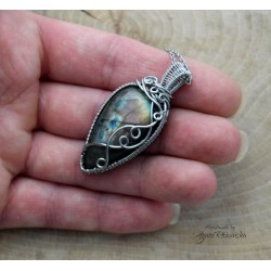 Wisior Labradoryt, wire wrapping