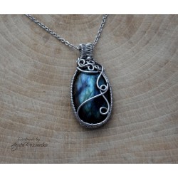 Wisior Labradoryt, wire wrapping