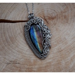 Wisior Labradoryt, wire wrapping