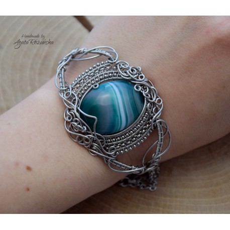Bransoletka agat crazy lace, wire wrapping